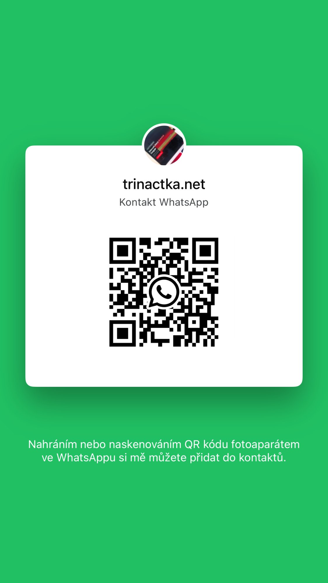 WhatsApp QR kód trinactka.net